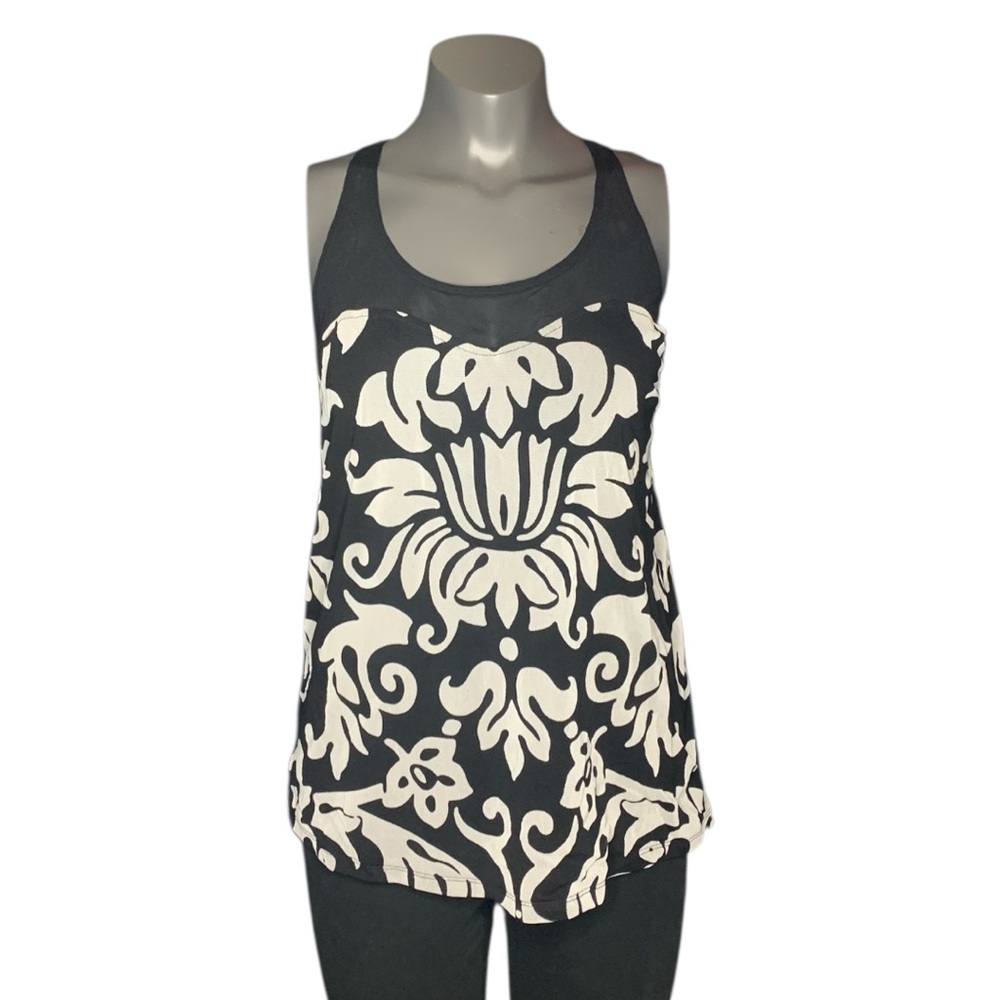 Black and White Lace Floral Tank Top